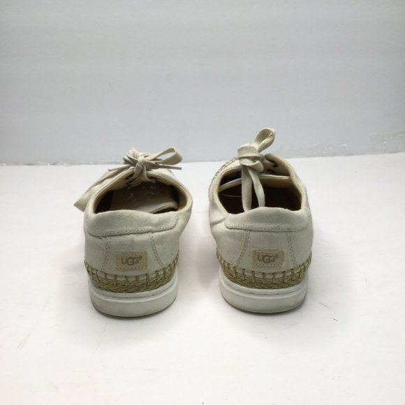 UGG Eyan ll Canvas Sneaker Women Size 9 White Cream Lace Up - Picture 3 of 8